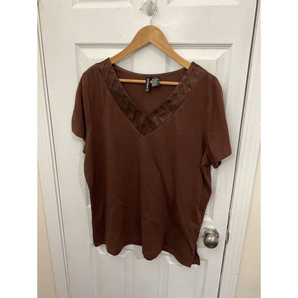 Jason Maxwell Women's Brown V-Neck Blouse